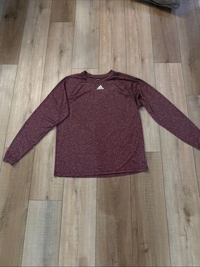 adidas Maroon Heather Long Sleeve Crew